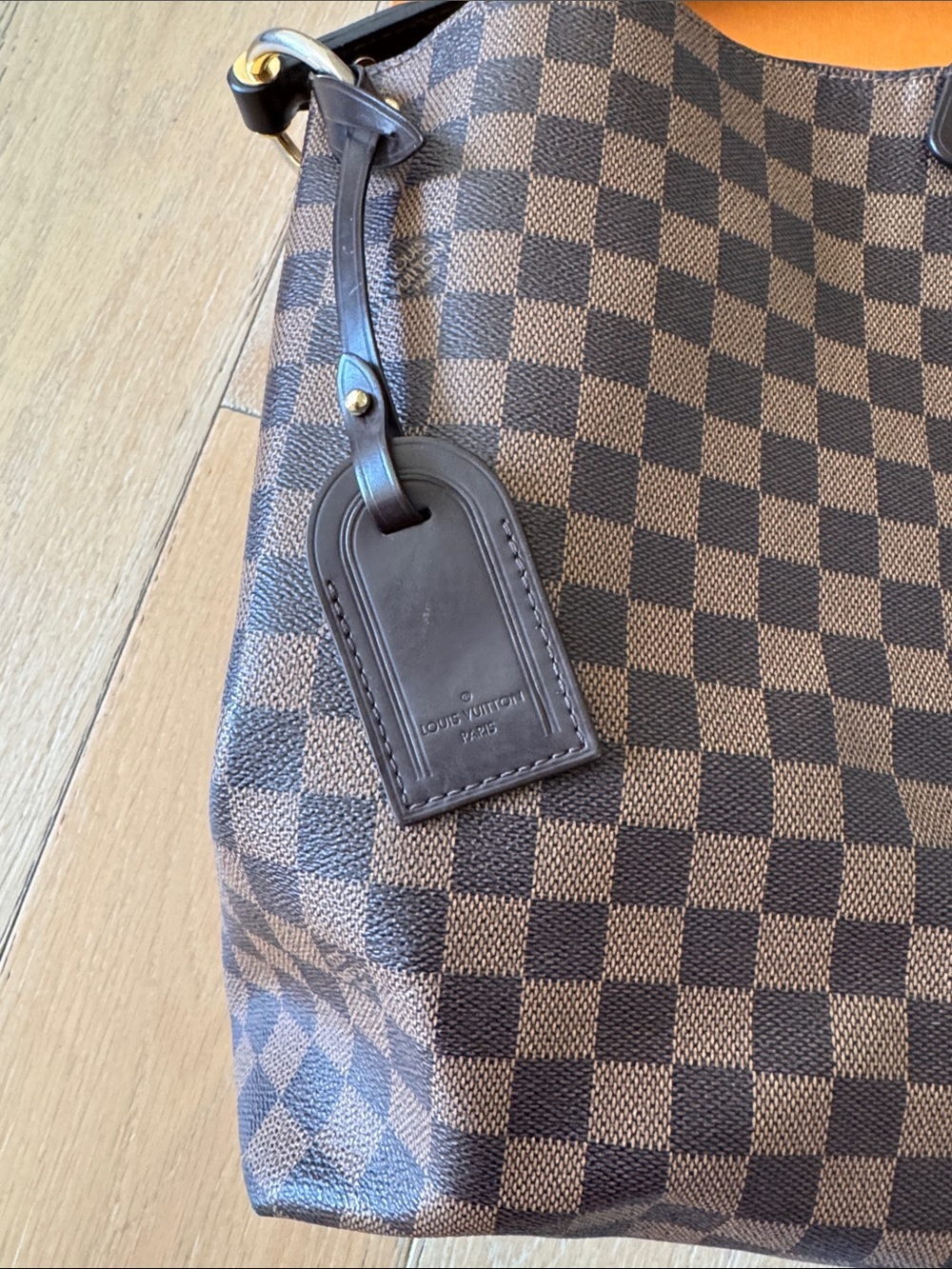Louis Vuitton Graceful MM Damier Ebene Hobo Bag Red Interior w Box - Picture 4 of 14